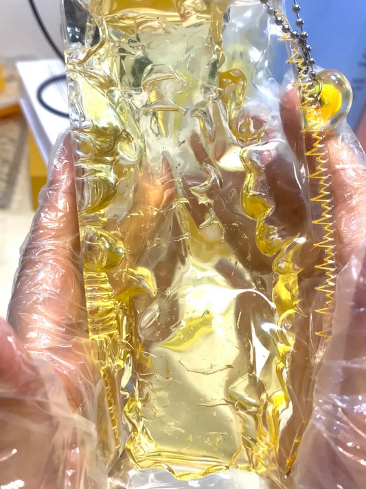 Transparent honey strips, transparent and squishy