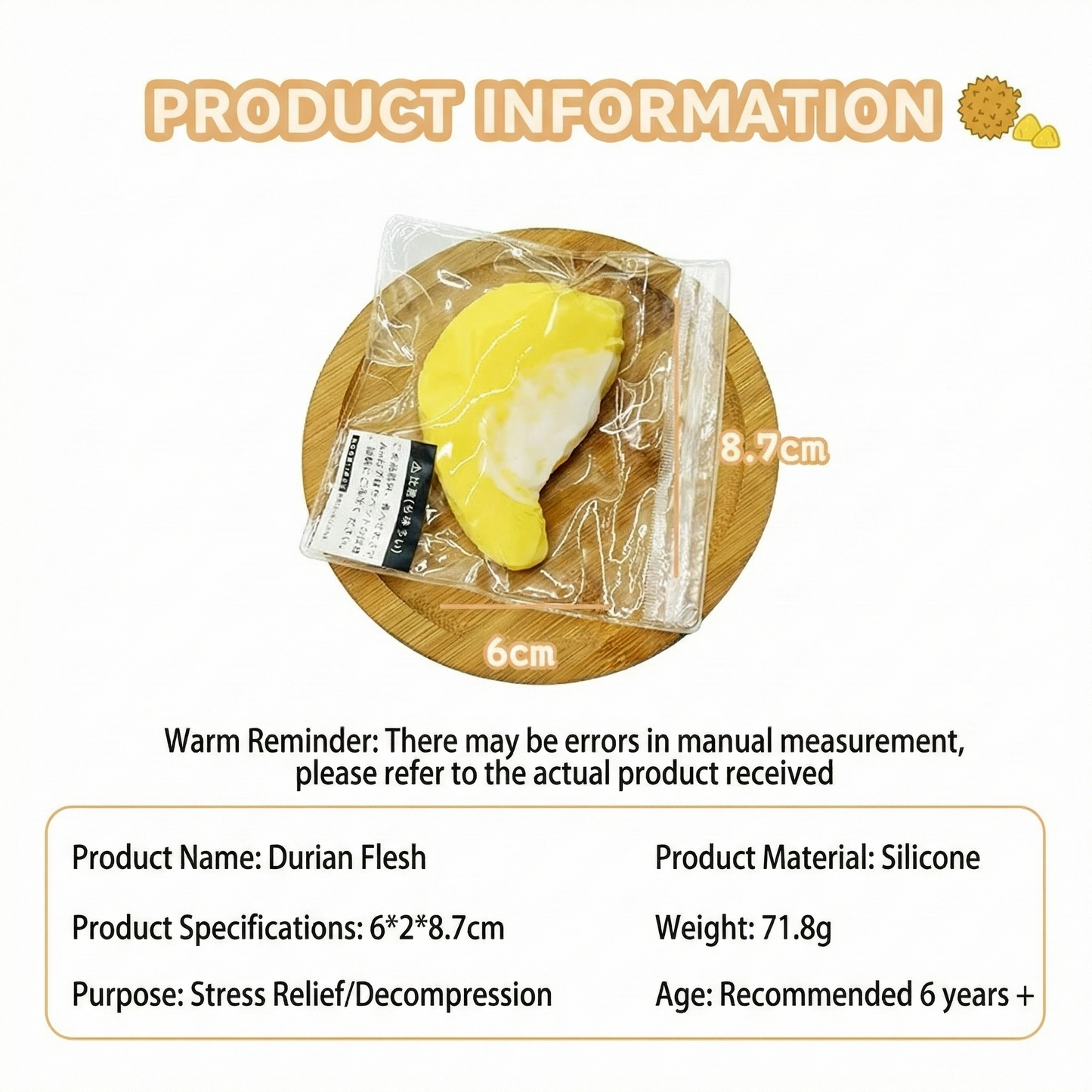 Durian pulp squeeze toys