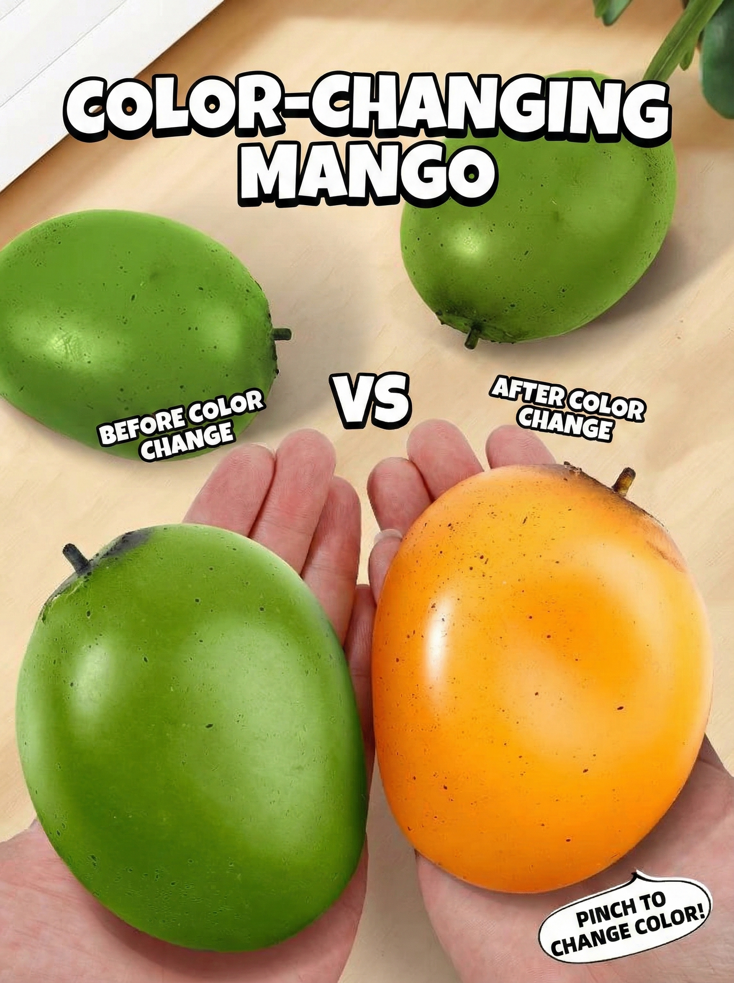 Color-changing mango stress ball
