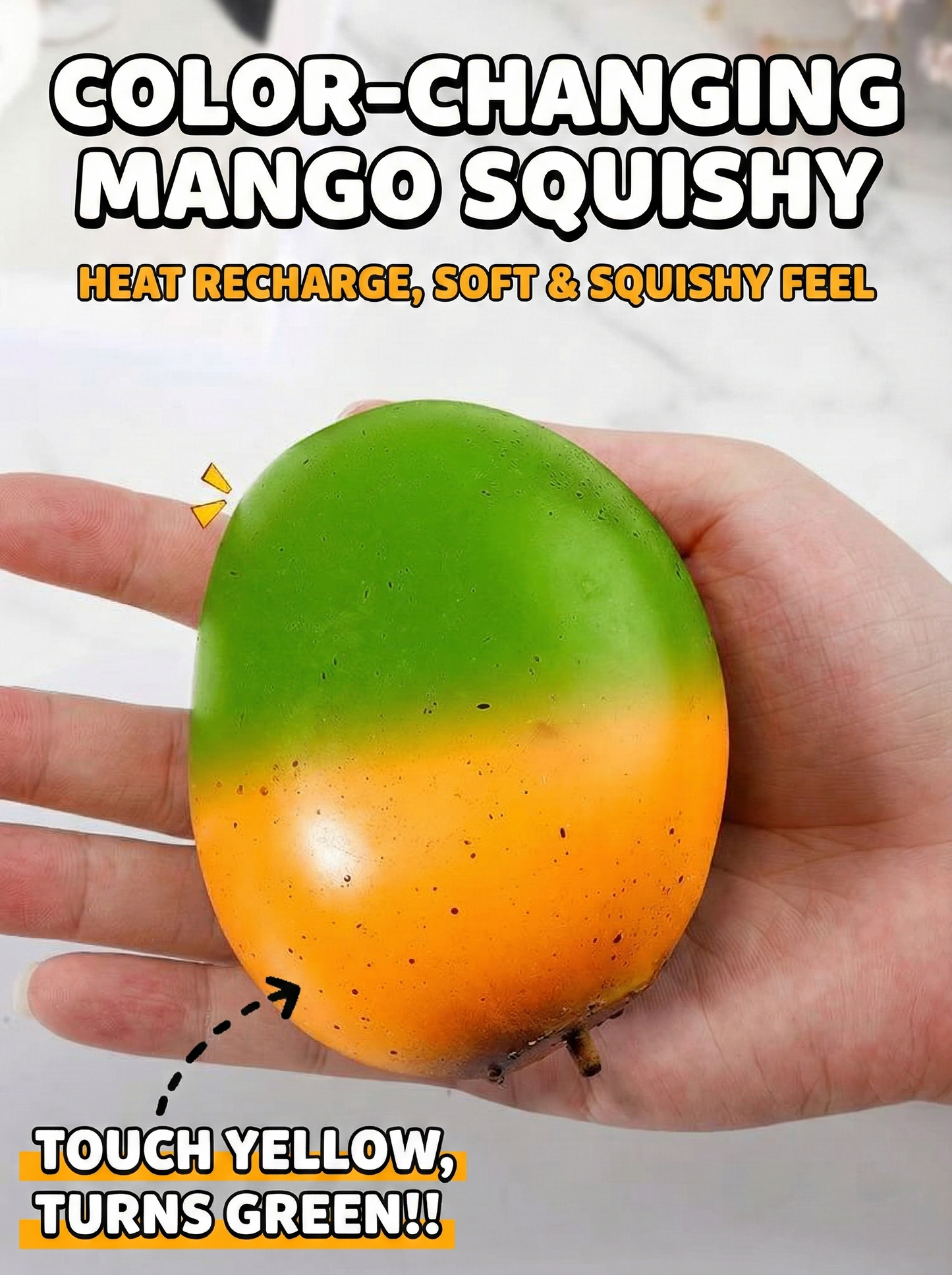 Color-changing mango stress ball