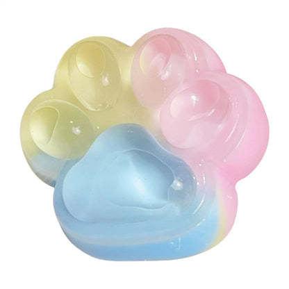 Three-color rainbow cat paw squeeze toy