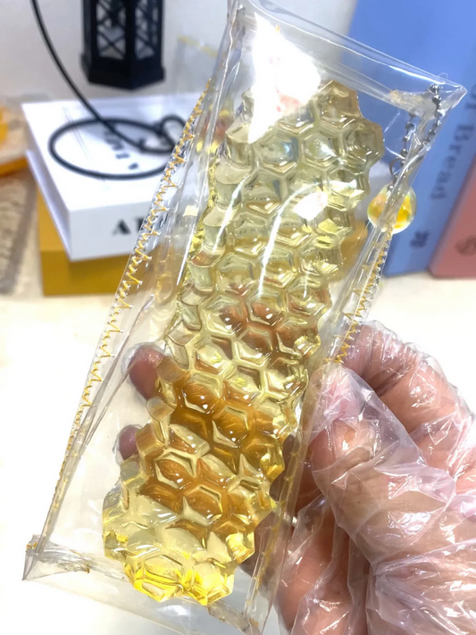 Transparent honey strips, transparent and squishy