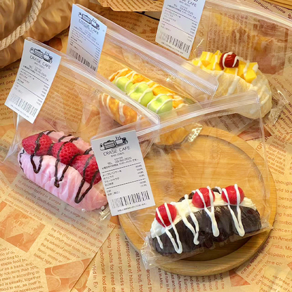 Squeeze the cream-filled bread.